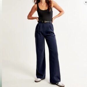 Abercrombie & Fitch Sloane Tailored Wide Leg Pants Trousers Womens 30/10 Navy
